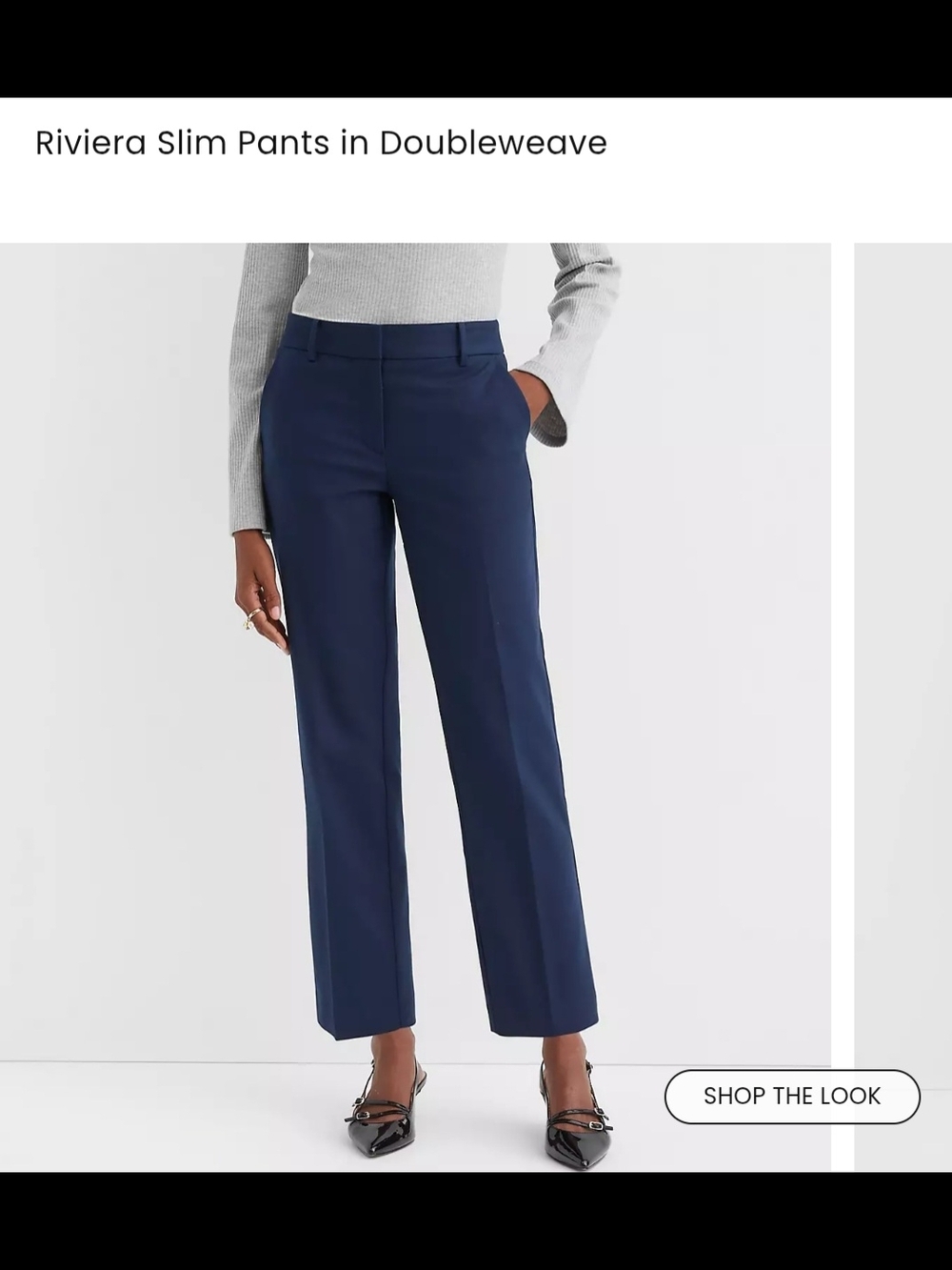 LOFT Navy Straight-Leg Dress Trousers